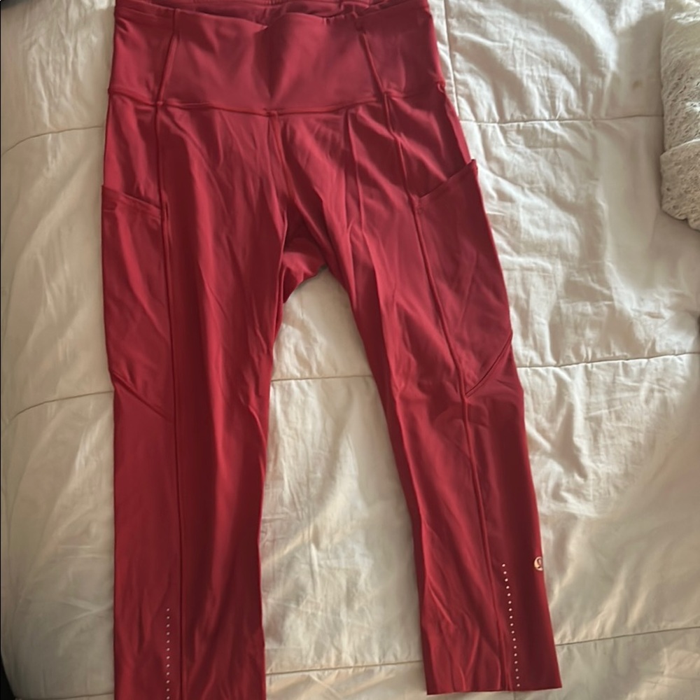 Red High-Waisted Leggings